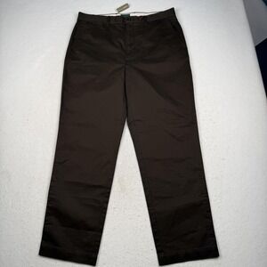 J Crew Broken-In Straight Pants Mens 33x30 Brown Chino Flat Front Casual